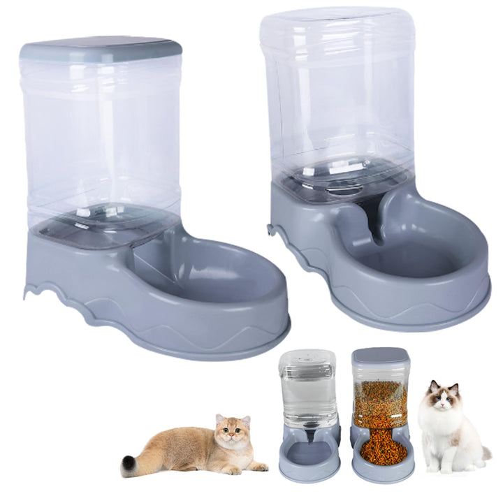 2pcs Automatische Katzenfutter- und Wasserspender, 3,5 l Kleiner mittlerer Haustier Automatische Leb