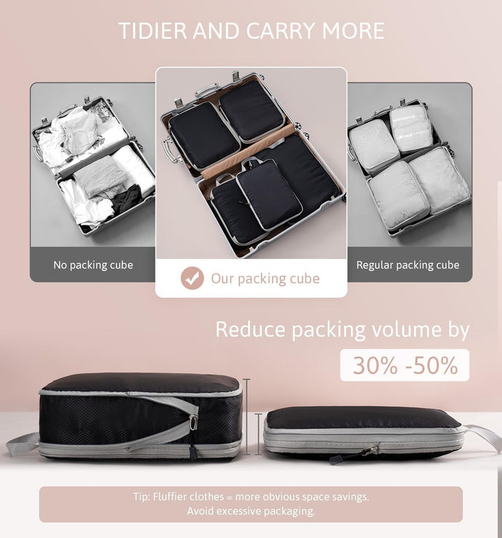 Meowoo Packing Cubes Kompression Koffer Organizer Packwürfel Packtaschen Kleidertaschen Verpackungsw