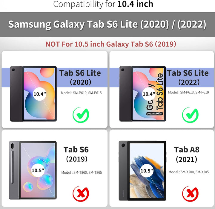 EasyAcc Tastatur Hülle Kompatibel mit Samsung Galaxy Tab S6 Lite 10,4 Zoll 2022/2020 SM-P610N P615N,