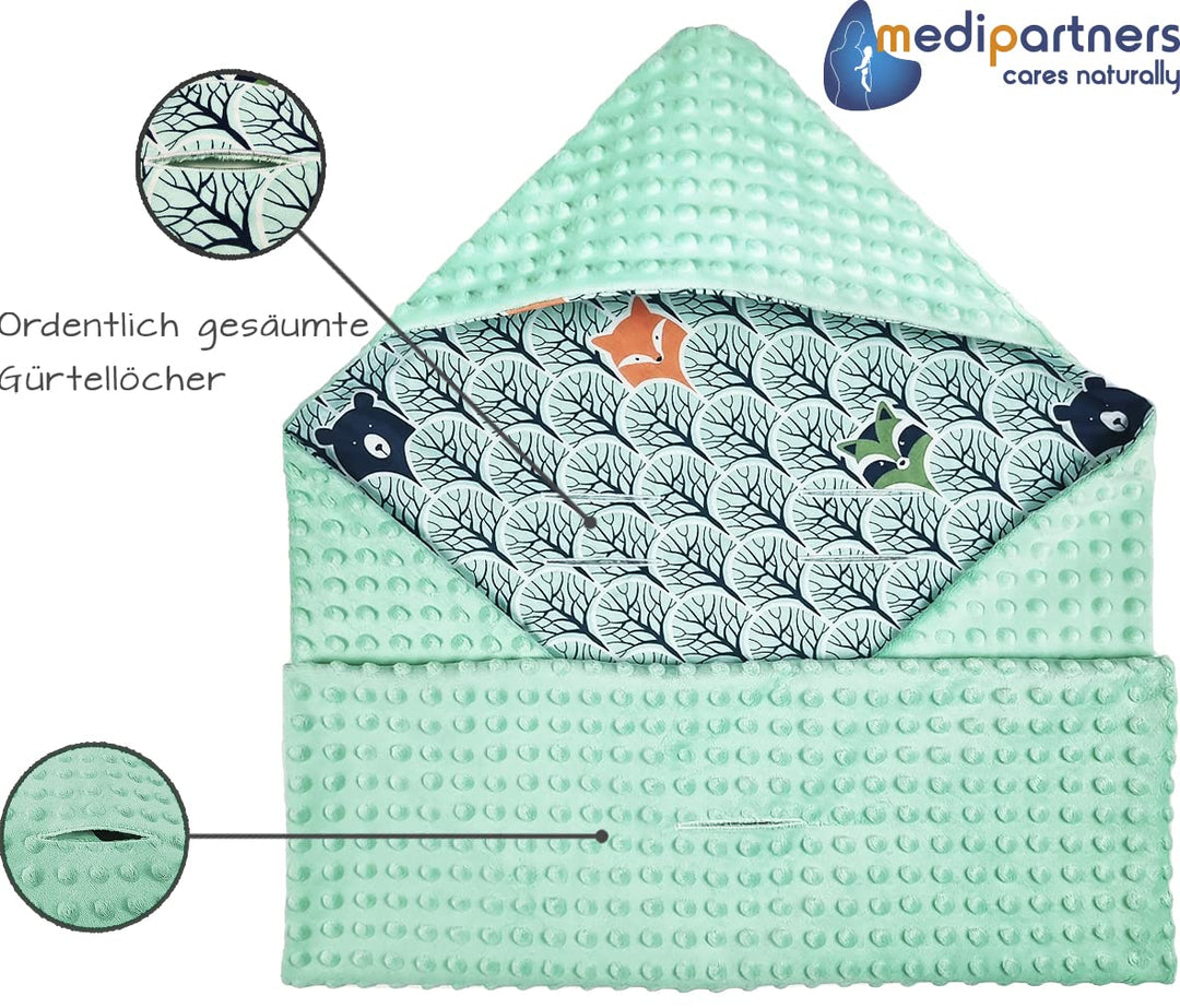 Medi Partners Einschlagdecke Baby Babyschale 100% Baumwolle für Sommer 85x85cm Kinderwagen Kuschelde