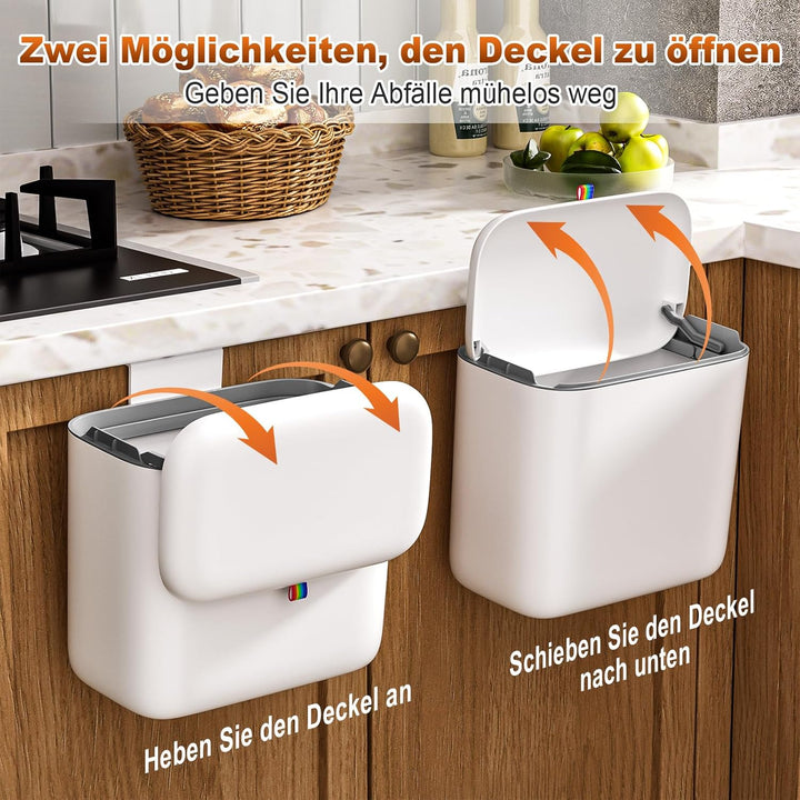 MOPUP Komposteimer für Küche, 6.8 l Mülleimer, Arbeitsplatte oder unter der Spüle, hängender Kleiner