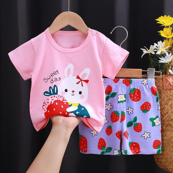 Baby Mädchen 3er Set Kurzarm Shorts T-Shirts Halbarm,6er Pack （Mit/Ohne Schulterschnalle） 6-18 Monat