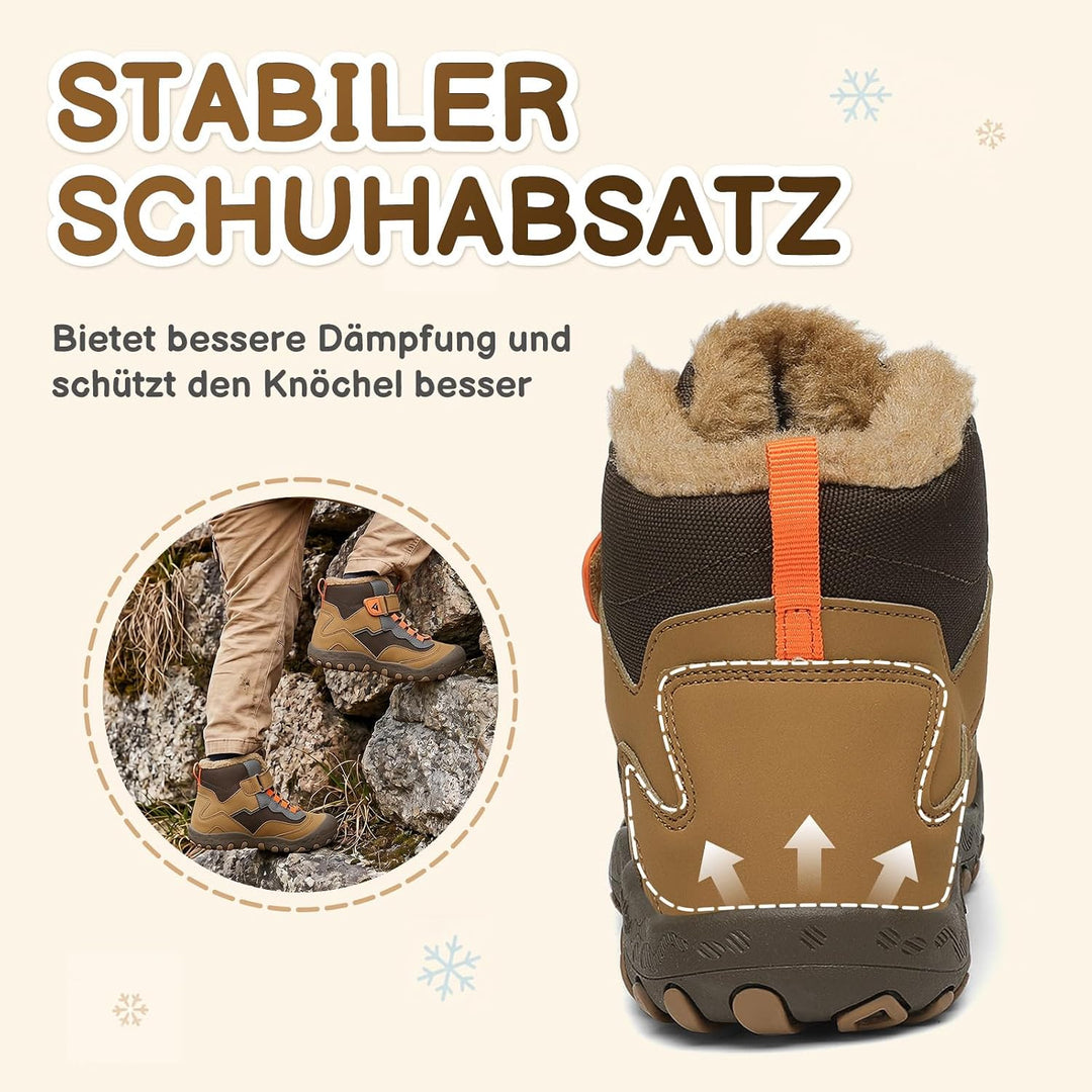 Mishansha Kinder Winterschuhe Gefüttert Winterstiefel für Jungen Mädchen Gr.24-38 37 EU Braun Schwar