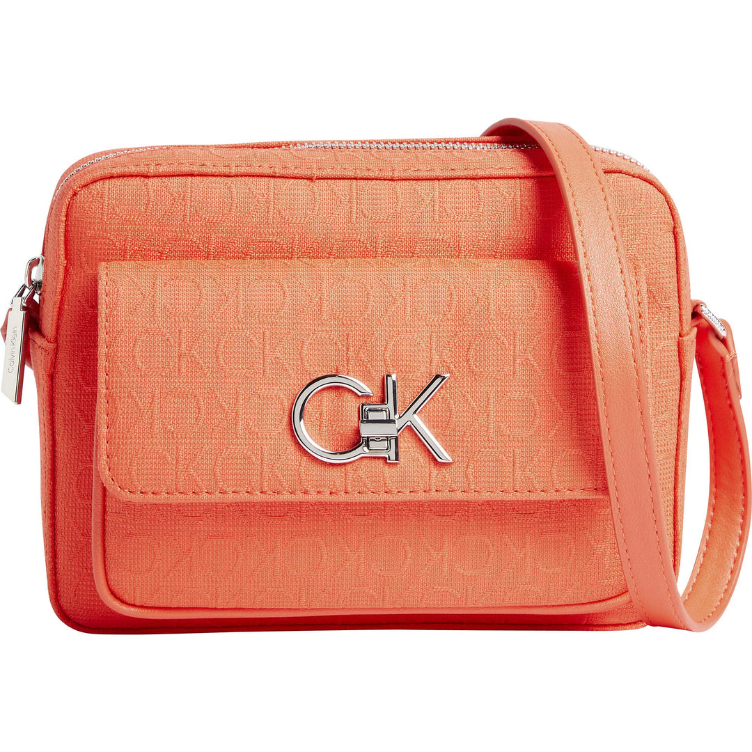 Calvin Klein Re-Lock Camera Bag W/Flap Jacquard Deep Orange