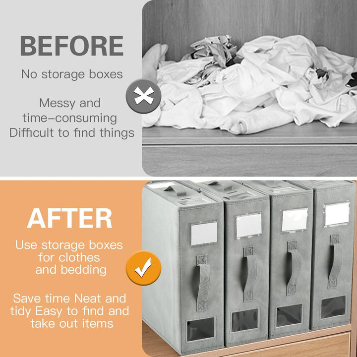 6 Stück Aufbewahrung Bettwäsche Organizer, Grau Bettwäsche Organizer Box Unterbett Organizer, Faltba