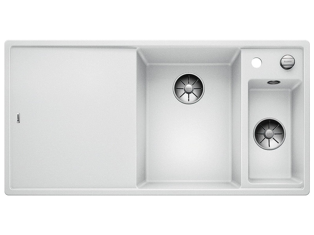 BLANCO AXIA III 6 S | SILGRANIT weiss | Einbauart: Einbau von Oben | Hauptbecken rechts | mit Glassc