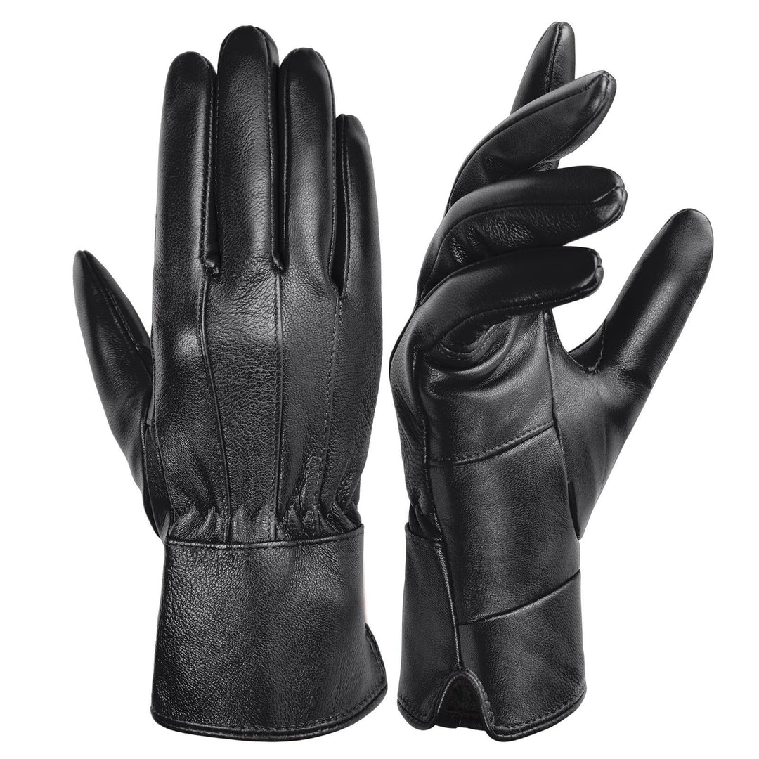 Harssidanzar Damen Lederhandschuhe Schafsfell Warm Winter Weich gefüttert SL025EU Schwarz S, Schwarz