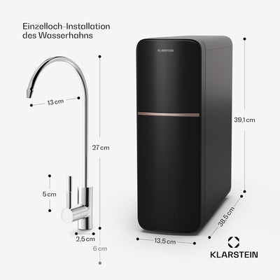 Klarstein Osmose-Wasserfilter-System für Umkehrosmose, 800GPD Untertisch Wasserfilter-System für Tri