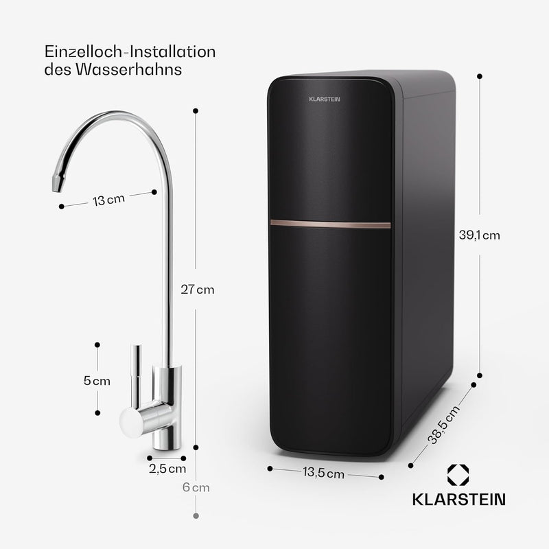 Klarstein Osmose-Wasserfilter-System für Umkehrosmose, 800GPD Untertisch Wasserfilter-System für Tri