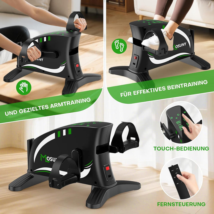 Pedaltrainer, MOSUNY 2026 2 in 1 Pedaltrainer für Zuhause mit Widerstand + Geschwindigkeit, Leise &