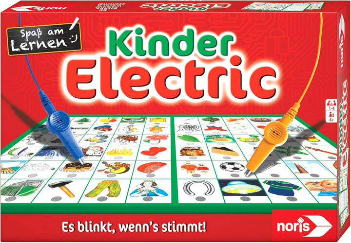 Noris Kinder Electric Lernspiel – Zuordnungsspiel mit Lichtsignal bei richtiger Antwort, 12 Bildtafe