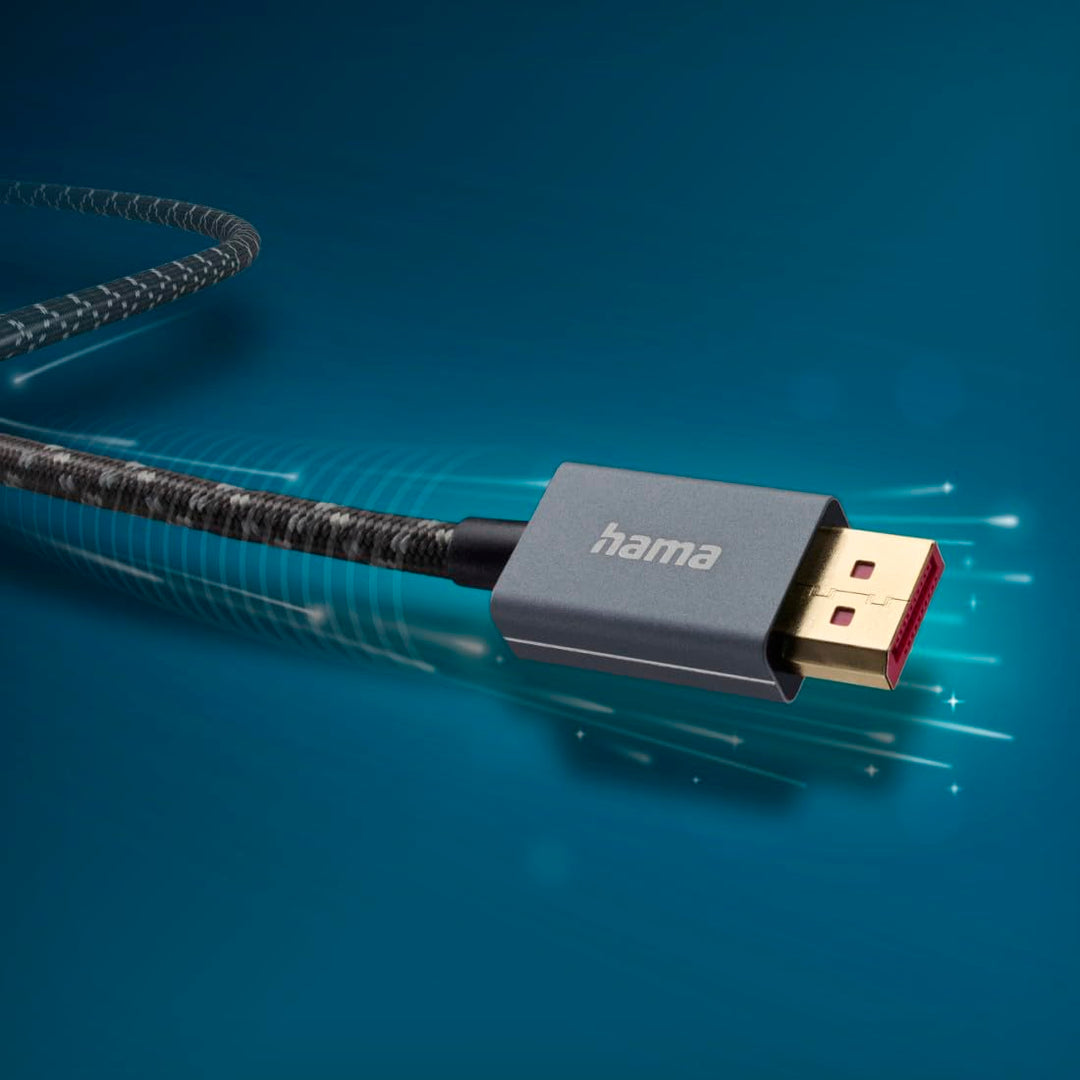 Hama Displayport Kabel 2m lang DP Kabel 1.4 (Display Port Cable mit Ultra HD 8k @ 60 Hz, Monitorkabe