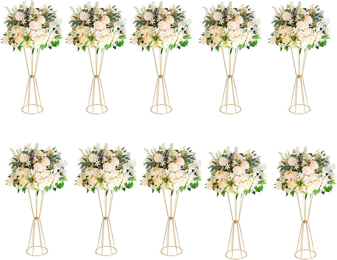 Gold Vasen Hochzeit Tafelaufsätze Blumenständer Metall 60cm hoch Trompete Vasen Geometrische Blumens