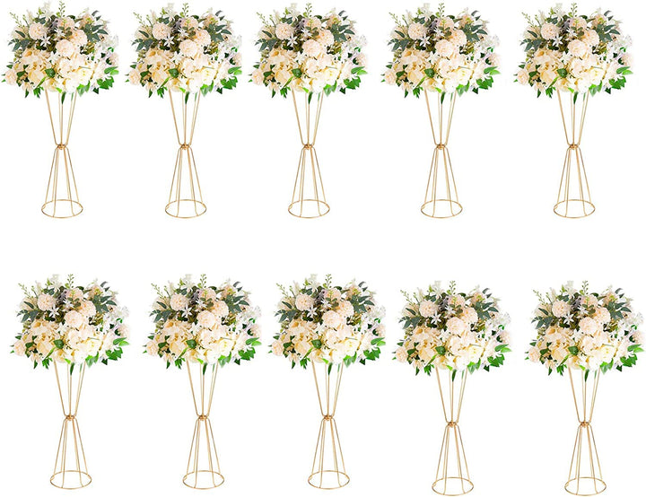 Gold Vasen Hochzeit Tafelaufsätze Blumenständer Metall 60cm hoch Trompete Vasen Geometrische Blumens