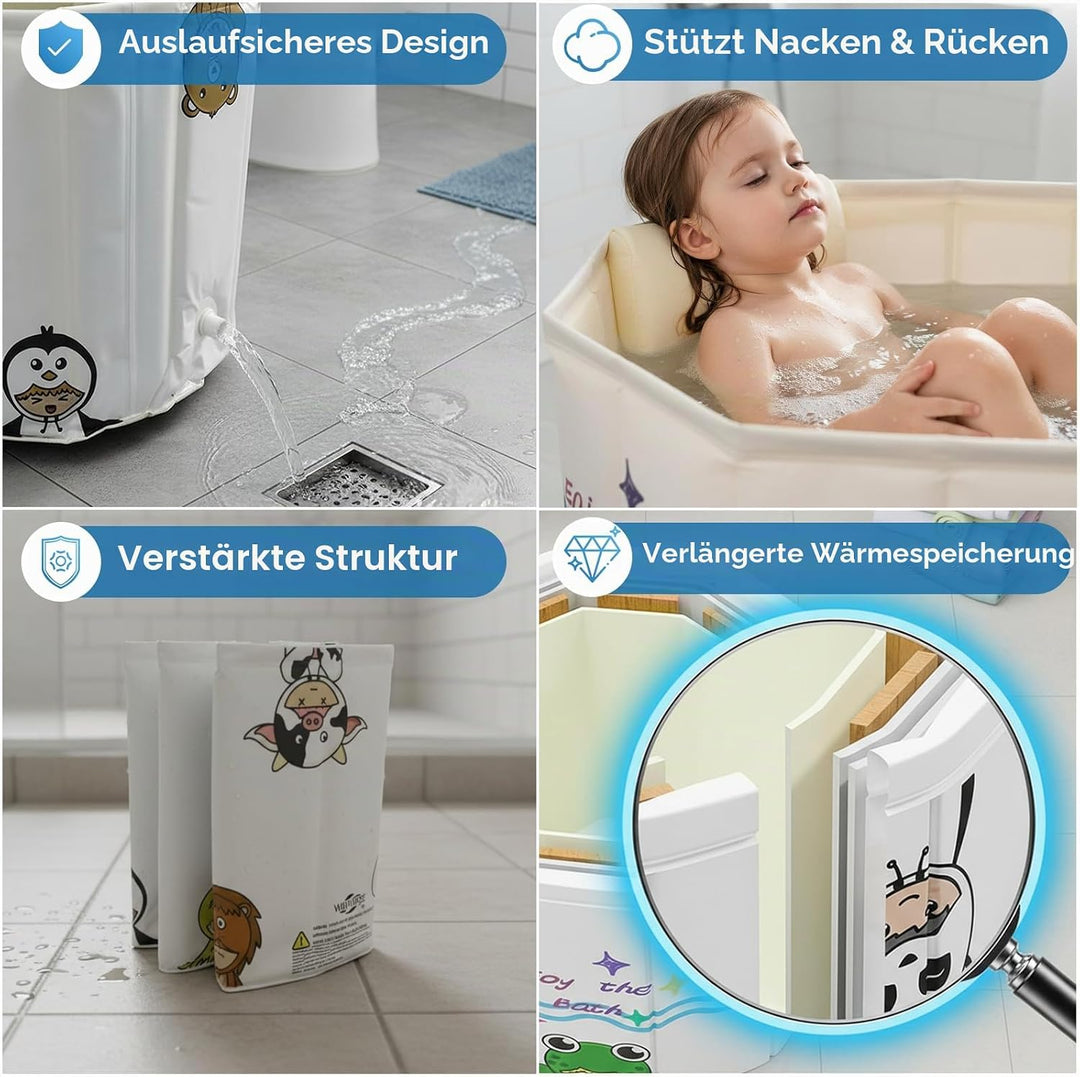 WAVYEASE Neue Design Tragbare Badewanne für Kleinkinder - Faltbare Sitzbadewanne für Kinder, Sekunde
