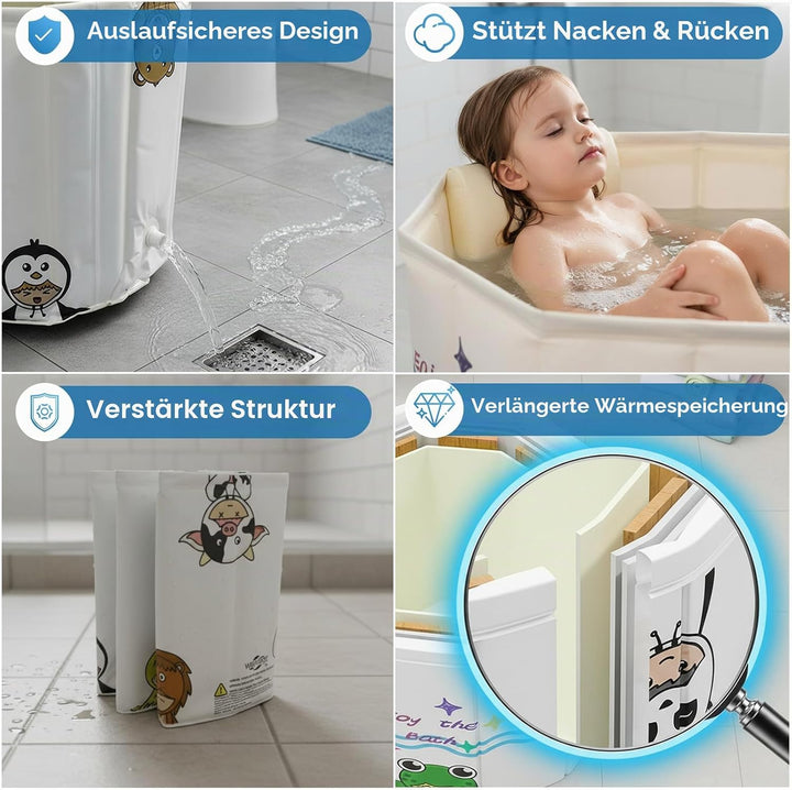 WAVYEASE Neue Design Tragbare Badewanne für Kleinkinder - Faltbare Sitzbadewanne für Kinder, Sekunde