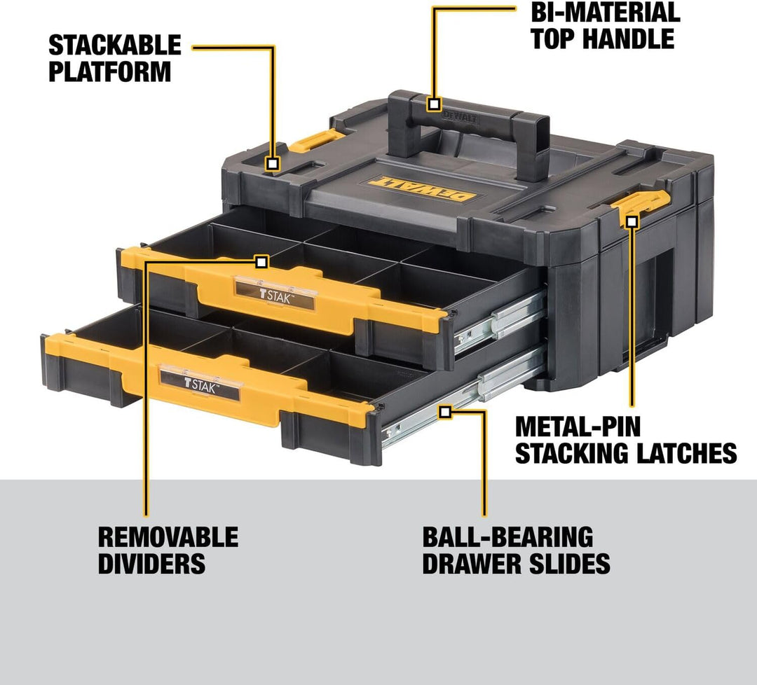 DEWALT DWST17804 TSTAK IV Doppel-Schubladen Koffer mit 2 Schubladen, Koffer mit 2 Schubladen