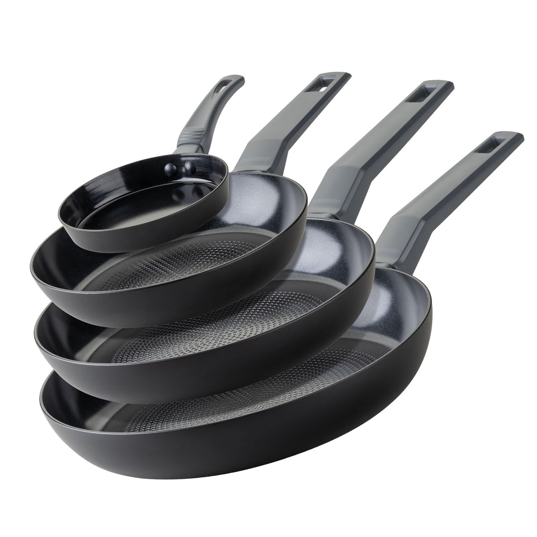 FACKELMANN Statement Pfannen-Set, 4-teilig, 14/20/24/28cm, aus recyceltem Aluminium mit Keramik-Anti