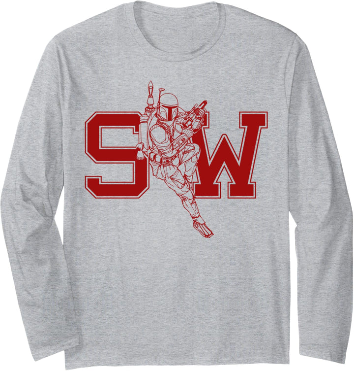 Star Wars Boba Fett Collegiate Text Langarmshirt