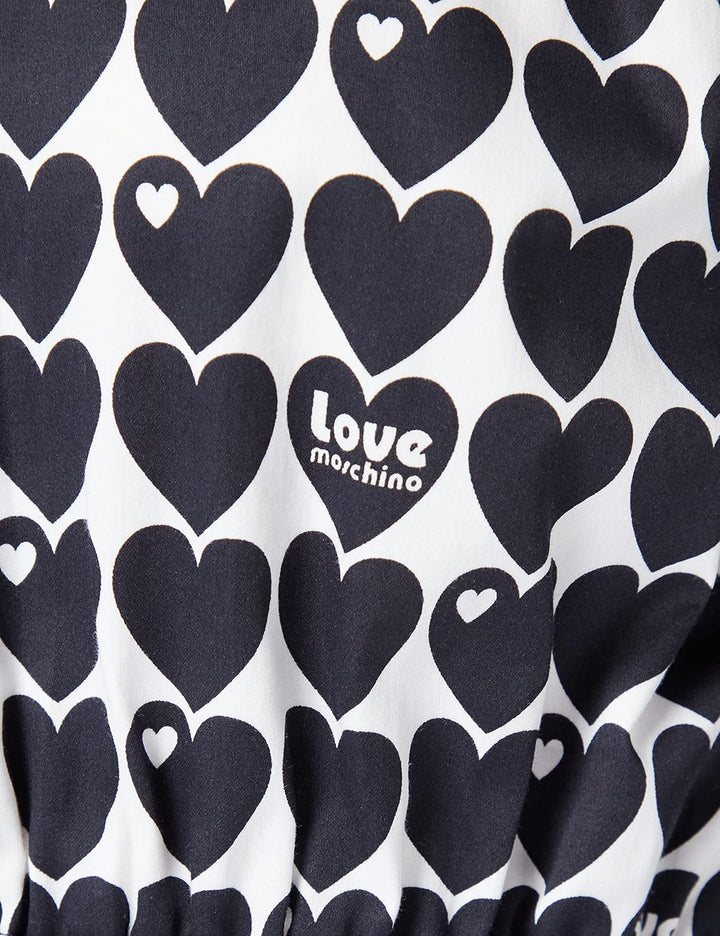 Love Moschino Damen Cropped Blouse 42 White Black, 42 White Black