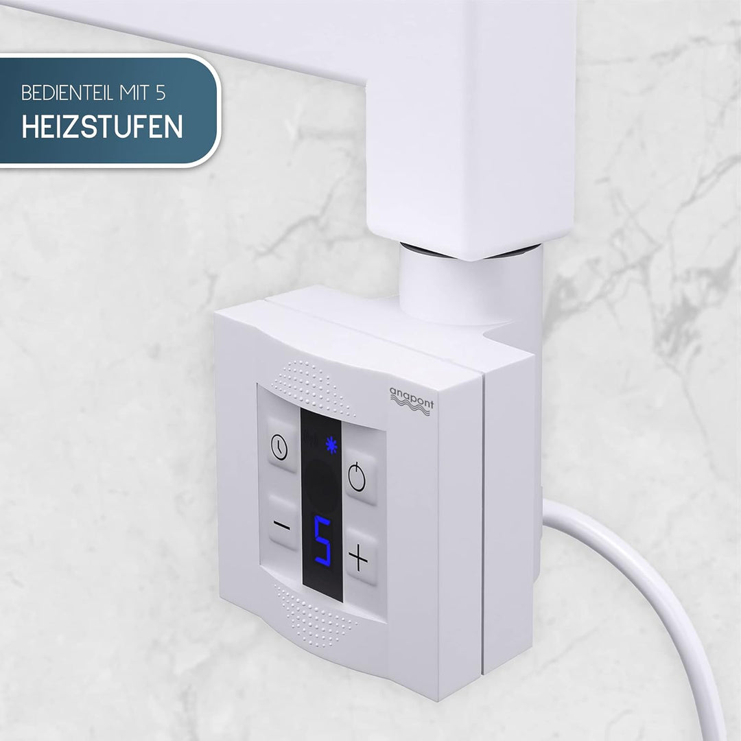 anapont elektrischer Premium Badheizkörper Marlin - gerade - Farbe - Timer-Funktion - Handtuchheizkö