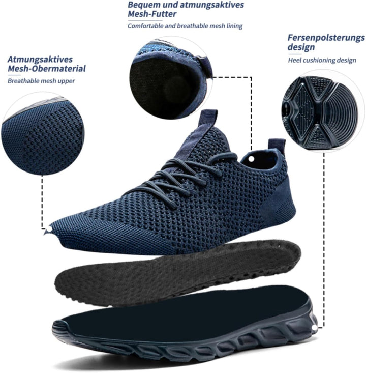Herren Sneaker Walkingschuhe Atmungsaktiv Strassenlaufschuhe Leicht Freizeit Sportschuhe für Hallen