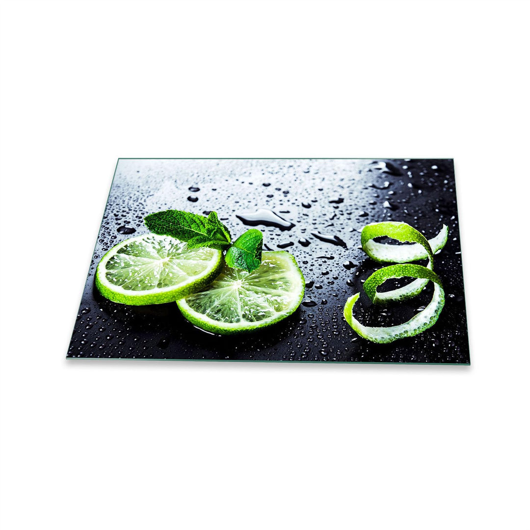 Herdabdeckplatte Abdeckung Ceranfeld Abdeckplatte Schneidebrett 1-Teilig 80x52 Lemon Grün Spritzschu