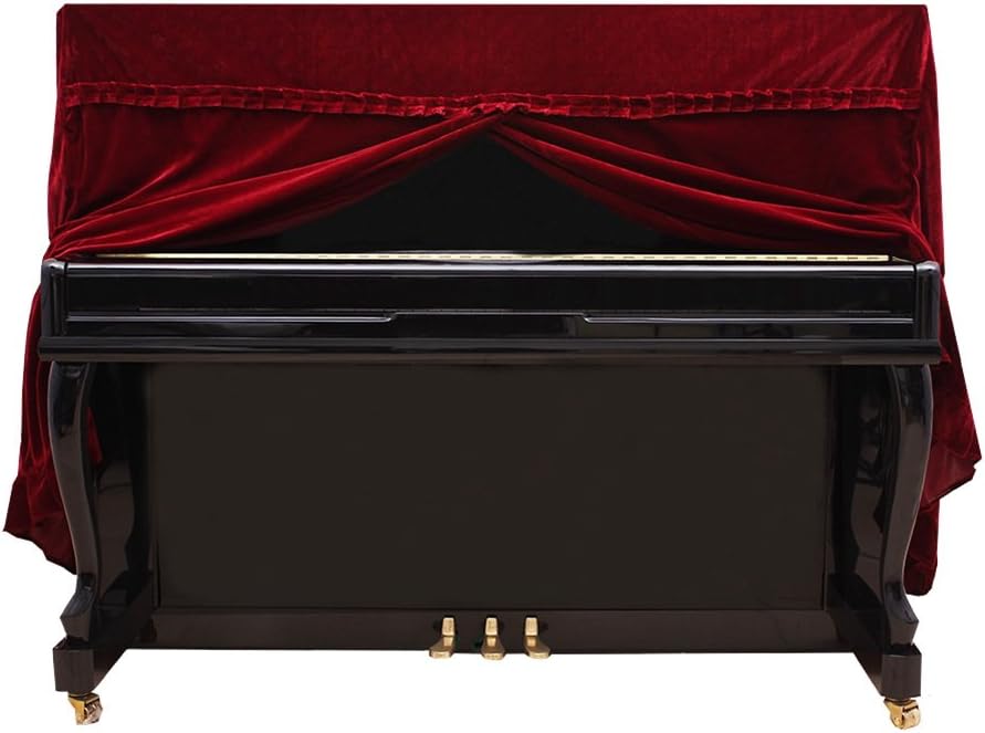 Dilwe Klavierdeckel, Colorfast Pleuche Piano Staubdicht Dekoriert Cover Rot, Rot