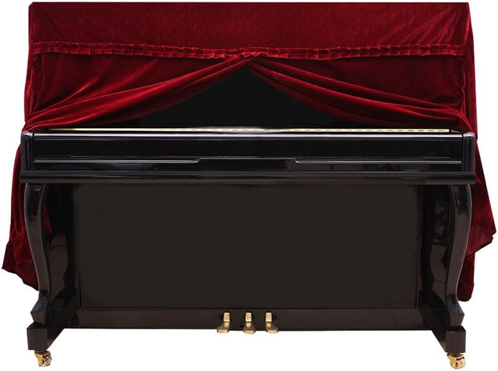 Dilwe Klavierdeckel, Colorfast Pleuche Piano Staubdicht Dekoriert Cover Rot, Rot