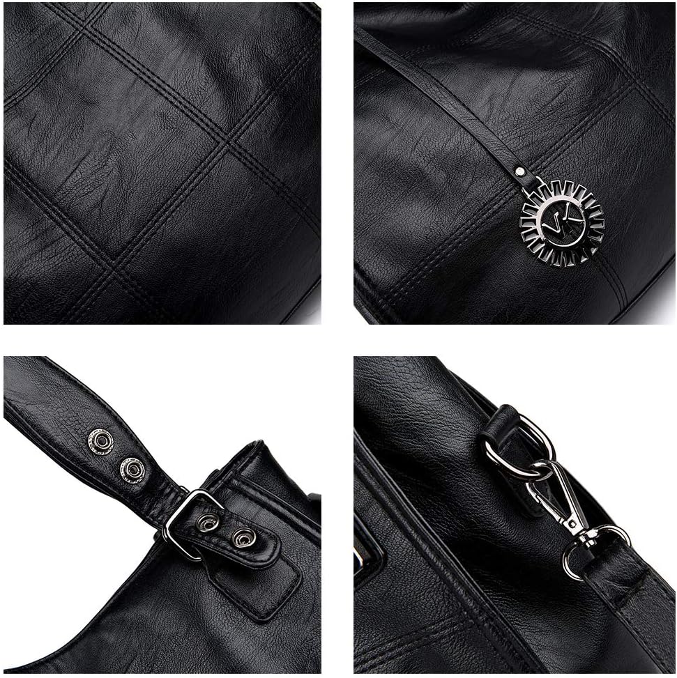 Kris Anna Damen Hobo Schultertasche Shopper Tasche aus PU-Leder mit Schulterriemen Umhängetasche Sti