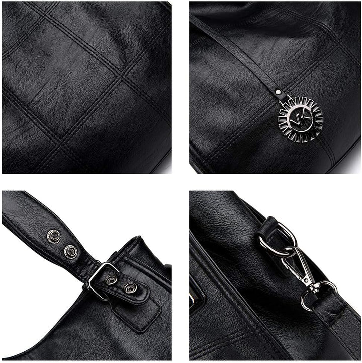 Kris Anna Damen Hobo Schultertasche Shopper Tasche aus PU-Leder mit Schulterriemen Umhängetasche Sti