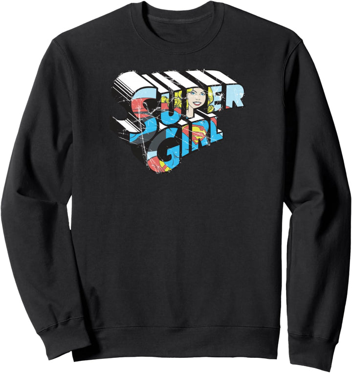DC Supergirl Logo Charakter Distressed Sweatshirt