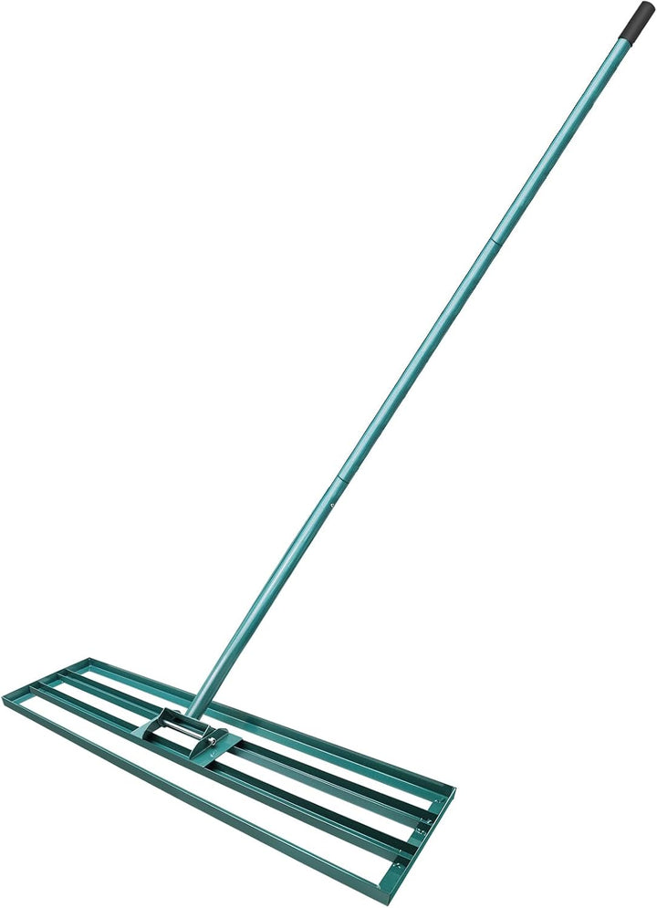 Rasen Nivellierungsrechen, 91x 25 cm Rasenwerkzeug Rakel mit 186cm Verstellbarer Stiel, Garten Level