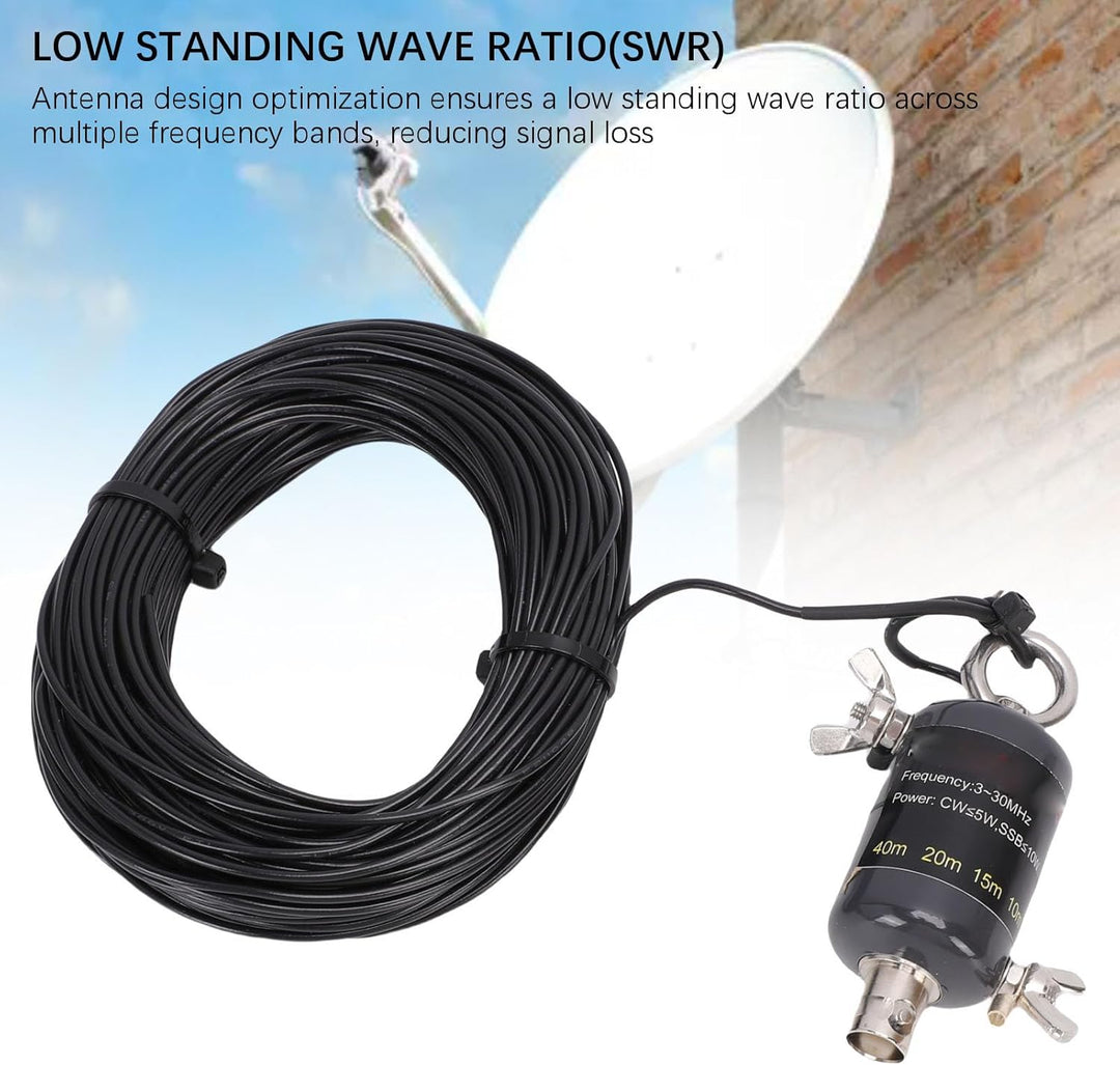 Fafeicy 3 Bis 30 MHz Kurzwellenantenne, Tragbare QRP-End-Fed-Halbwellenantenne mit Abstimmgerät für