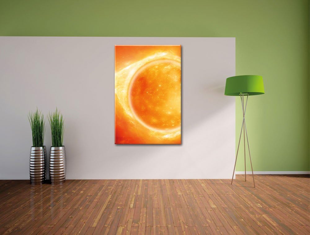 Sonne Feuerball, Format: 100x70 auf Leinwand, XXL riesige Bilder fertig gerahmt mit Keilrahmen, Kuns