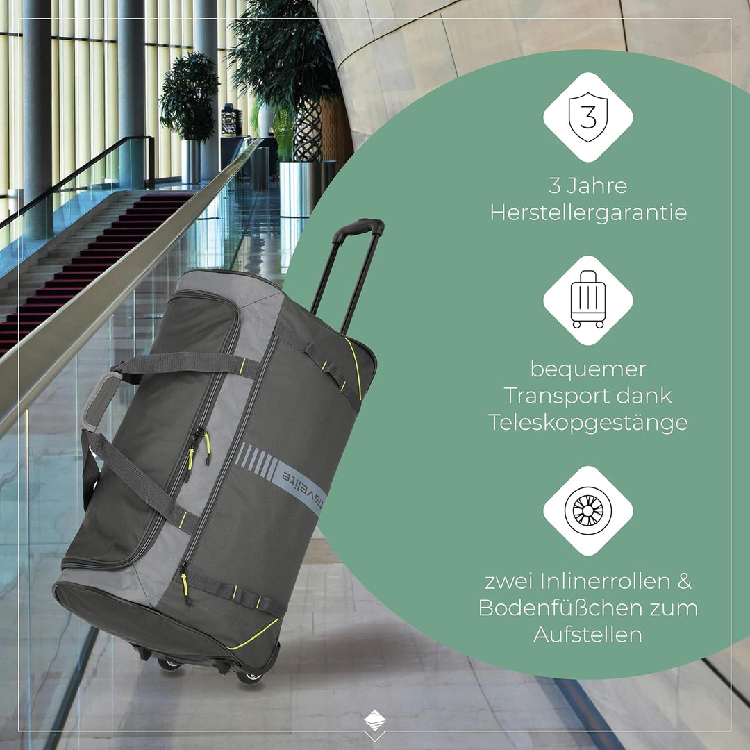 travelite 2-Rad Trolley Grösse L, Gepäck Serie BASICS ACTIVE: Weichgepäck Reisetasche mit Rollen im