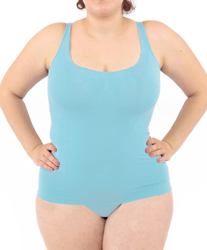 LEELA LAB Unterhemd Damen Grosse Grössen, Tank Top Basic Line, Dünne Träger und Bruststütze, mit Nah