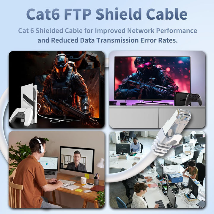 ikbc LAN Kabel 30 meter, Cat 6 Netzwerkkabel 30m FTP Geschirmt Ethernet Kabel, High speed Internetka