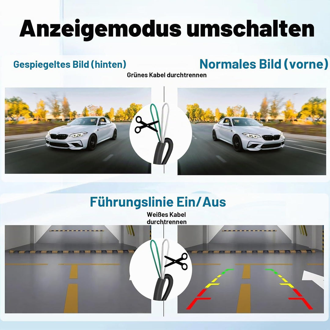 X1 Rückfahrkamera für Auto mit Weitwinkel Vorderseite/Rückansicht Kamera Nachtsicht IP68K wasserdich