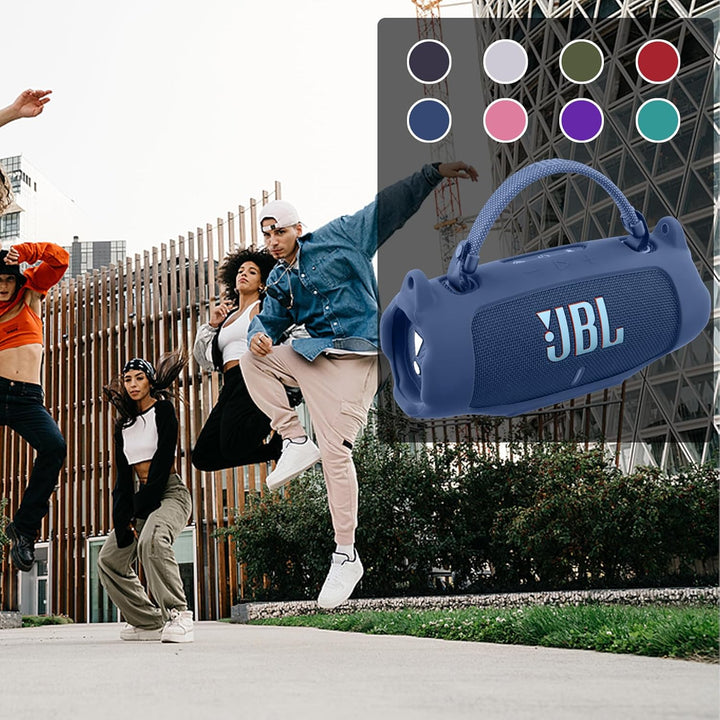 Khanka für JBL Charge 6 Silikon-Schutzhülle mit abnehmbarem Schultergurt & Utility-Haken, Flexible w