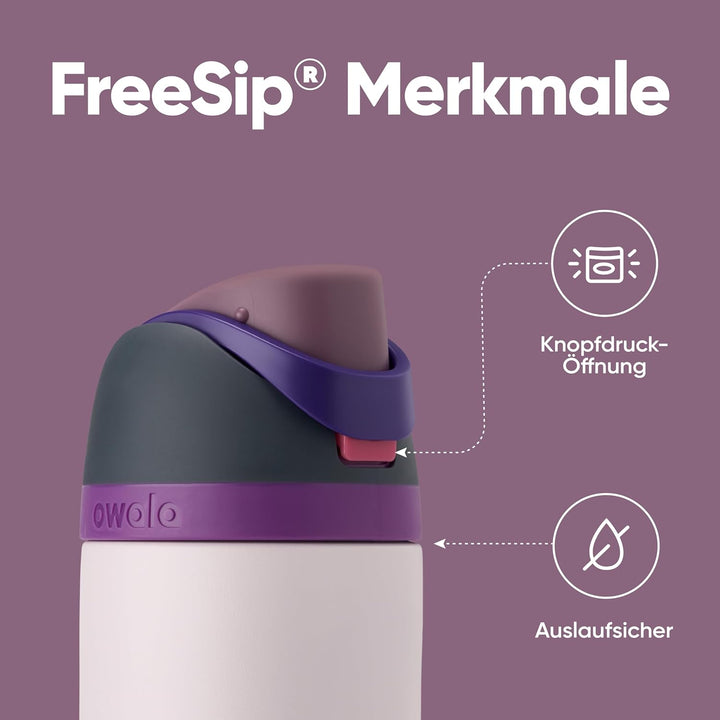 OWALA FreeSip Isolierte Edelstahl Trinkflasche mit Strohhalm, 710 ml – BPA-frei, optimal für Sport,