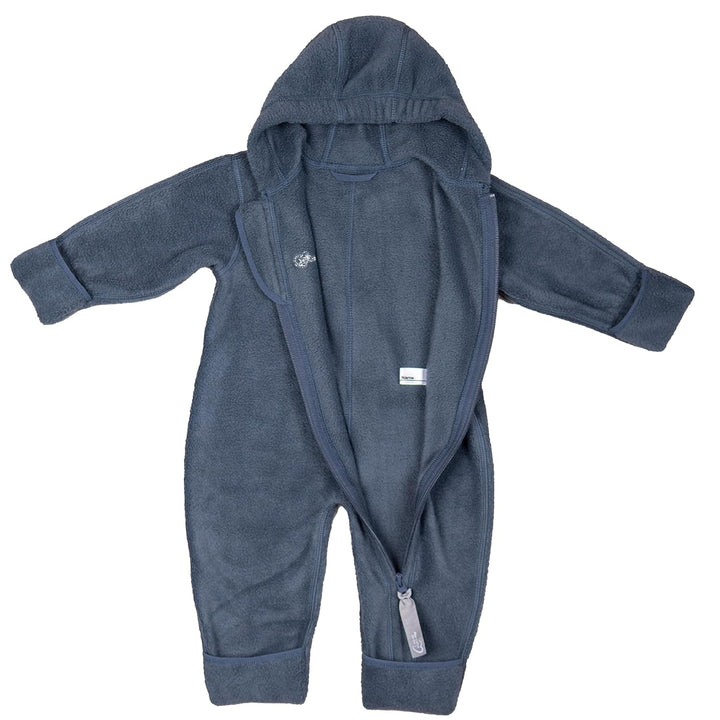 Hoppediz Baby Overall aus Fleece, extra lange Beine - perfekt für die Babytrage, Umschlagbündchen an