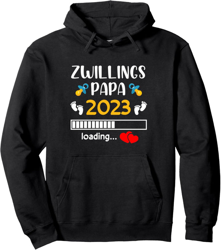 Zwillingspapa 2023 Papa Loading Schwangerschaft Zwillinge Pullover Hoodie