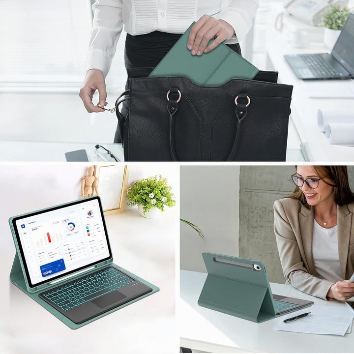 WINCHKING Hülle Mit Tastatur Für Samsung Galaxy Tab S10 Fe Plus 13.1 Zoll 2025, Magnetische Hülle Ta