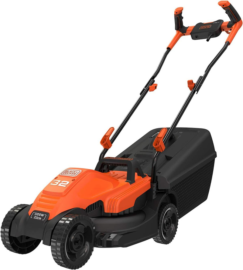 Black+Decker Elektro-Rasenmäher mit Fahrradlenker-Griff (1.200W, 32cm Schnittbreite, 3-fach axial Hö