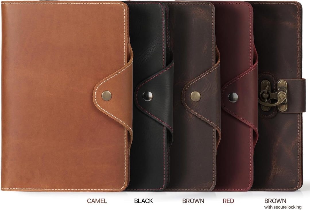 Londo Echtleder Schreibmappe Konferenzmappe mit Notizblock Notizblock und Schloss Kamel L, Kamel L