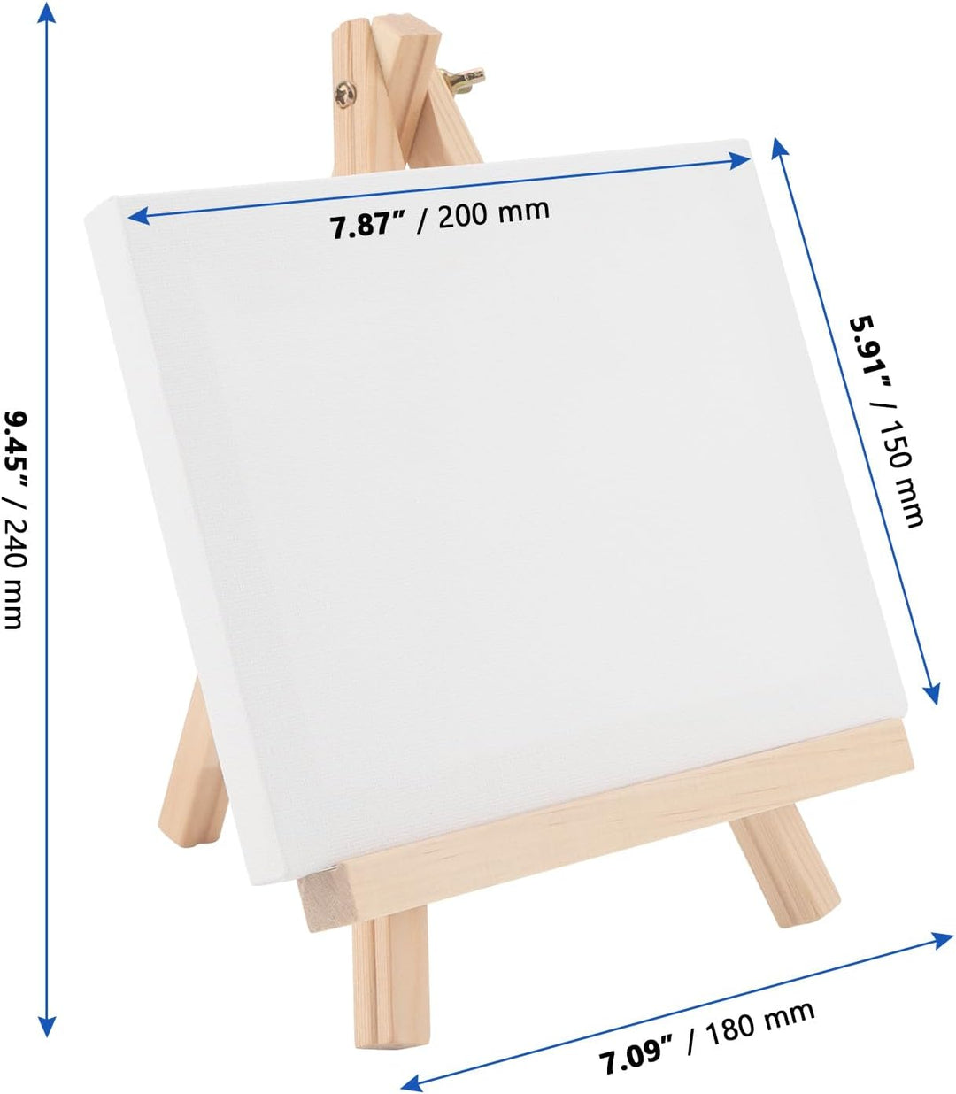 6 Stück klein Leinwand mit Staffelei Set, 18x24cm kleine Staffelei Holz mit 15x20cm Mini Leinwand, T
