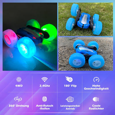 Rodzon Ferngesteuertes Auto 3 4 5 6 7 8 9 Jahre Spiele LED Blinken RC Auto Spielzeug Jungen Weihnach