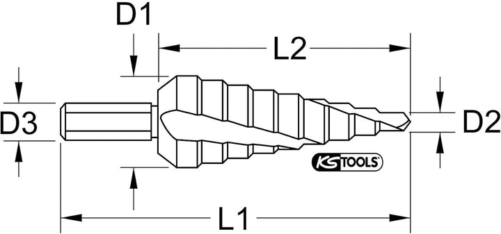 KS Tools 330.2309 HSS Stufenbohrer,Ø 6-20mm, 8 Stufen ø 6-20 mm, ø 6-20 mm