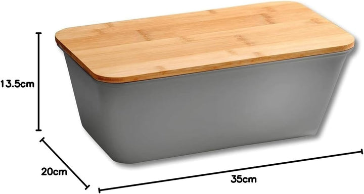 Kesper | Brotbox, Material: Kunststoff, Bambus, Masse: B: 35 x H: 14 x T: 20 cm, Farbe: Grau, Braun